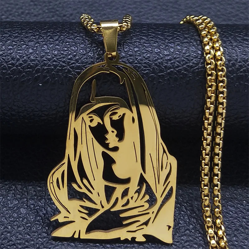 Goldfarbene Halskette mit Jesuskreuz aus Edelstahl