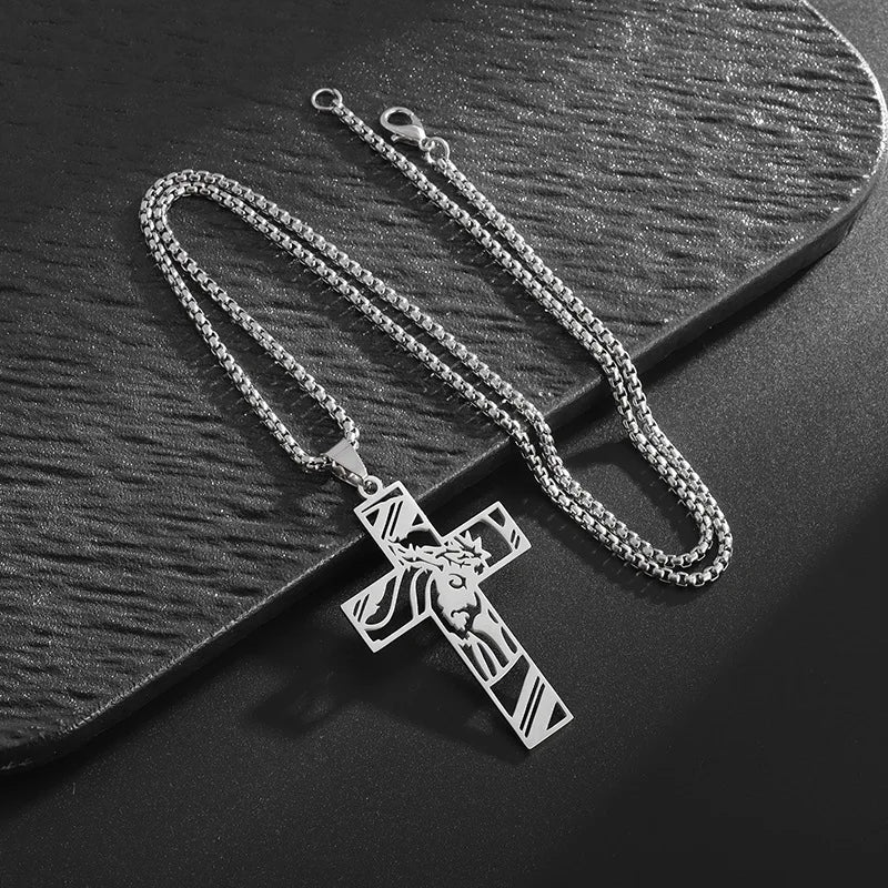 Jesus Christ Necklace in Stainless Steel – Faith and Protection