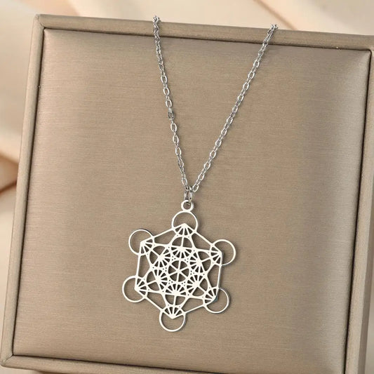 Metatron-Halskette aus Edelstahl – Heiliges Symbol für Meditation und Schutz